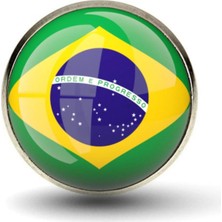Tamgacrafts Brezilya (Brazil) Bayrak Rozeti Paslanmaz Çelik Yuvarlak Yaka Pin