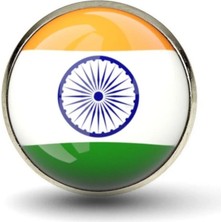 Tamgacrafts Hindistan (India) Bayrak Rozeti Paslanmaz Çelik Yuvarlak Yaka Pin