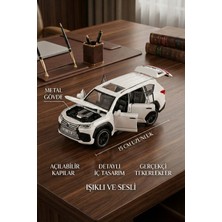 Craftivio 1:32 Ölçek Metal Model Araba LX600 Lüks Suv Jip - Işıklı Sesli Çek Bırak - Beyaz
