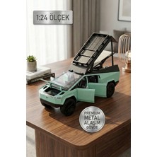 Craftivio 1:24 Metal Cybertruck Kamp Karavan Modelli Çek Bırak Oyuncak Araba - Sesli Işıklı Diecast Model