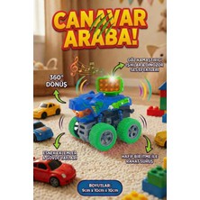 Craftivio Işıklı ve Sesli Dinozor Canavar Kamyon - 360° Dönen Sürtmeli Akrobasi Arabası - Oyuncak Araba