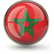 Tamgacrafts Fas (Morocco) Bayrak Rozeti Paslanmaz Çelik Yuvarlak Yaka Pin
