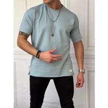 Modefendicom Pamuk Likra Yırtmaç Detaylı 2 Iplik Oversize Tshirt