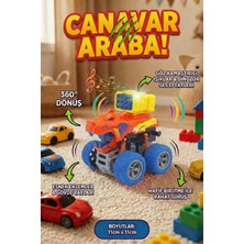 Craftivio Işıklı ve Sesli Dinozor Canavar Kamyon - 360° Dönen Sürtmeli Akrobasi Arabası - Oyuncak Araba