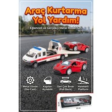 Craftivio Die-Cast Metal Araç Kurtarma Yol Yardım Seti - Hareketli Platform Çek Bırak Spor Araba Dahil