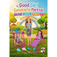 Craftivio Good Girl Çocuklarla Parkta Oyun Seti - 29 cm Bebek, Kaydırak, Salıncak ve Aksesuarlı