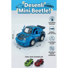 Craftivio Çek Bırak Oyuncak Araba Açılabilir Kapılı Desenli Mini Beetle 1:38 Ölçek