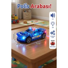 Craftivio Işıklı Sesli Şeffaf Oyuncak Polis Arabası Dişli Mekanizmalı Otomatik Hareketli 20 cm