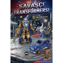 Craftivio Vardem Işıklı ve Sesli Dönüşen Robot - 22 cm Vintage Klasik Model Araba Savaşçı Figür