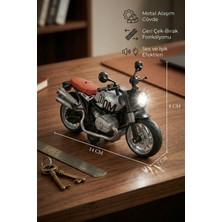 Craftivio 1:12 Ölçek Metal Alaşım Çek Bırak Sesli ve Işıklı Model Motosiklet - 14 cm