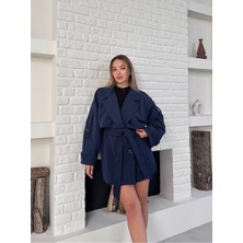 Vess Moda Kadın Kemer Detaylı Kısa Trençkot