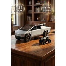 Craftivio 1:24 Cybertruck Metal Diecast Model Araba - Atv Motorlu, Kapıları Açılan Oyuncak Araba Gri