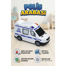 Craftivio Polis Arabası Oyuncak Minibüs - Işıklı Sesli Kurtarma Serisi 112 Araçları - Eğitici Çocuk Oyuncak