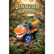 Craftivio Hareketli Dinozor Oyuncak Araba - Işıklı, Müzikli, Çarp Dön Özellikli T-Rex Kamyon - 2 Yaş+