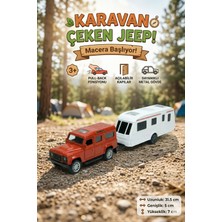 Craftivio Metal Diecast Çek Bırak Jeep ve Karavan Seti - Açılabilir Kapılı Oyuncak Araba Macera Seti 31.5 cm