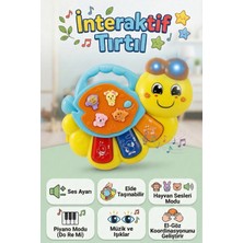 Craftivio Eğitici Işıklı Müzikli Interaktif Tırtıl Bebek Piyanosu - Hayvan Sesli Duyusal Gelişim Oyuncağı