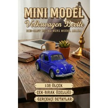 Craftivio Volkswagen Beetle Vosvos Mini Model Araba 1:38 Die-Cast Metal Çek-Bırak Oyuncak 9.5 cm Lacivert