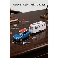 Craftivio Mini Cooper Karavanlı Oyuncak Araba Seti - Türk Bayraklı Çek Bırak Metal Model Araba