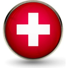 Tamgacrafts Isviçre (Switzerland) Bayrak Rozeti Paslanmaz Çelik Yuvarlak Yaka Pin