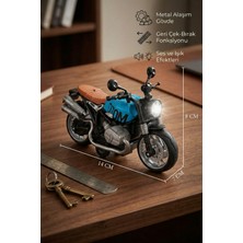 Craftivio 1:12 Ölçek Metal Alaşım Çek Bırak Sesli ve Işıklı Model Motosiklet - 14 cm