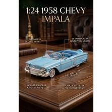 Craftivio 1:24 1958 Chevy Impala Metal Lisanslı Model Araba - Mavi Klasik Koleksiyonluk