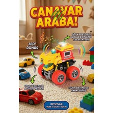 Craftivio Işıklı ve Sesli Dinozor Canavar Kamyon - 360° Dönen Sürtmeli Akrobasi Arabası - Oyuncak Araba