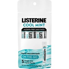 Listerine Listerıne Cool Mınt Liquid Mouthwash On-The-Go 5 Single Use Mini Paketlerde Tek Kullanımlık Ağız Gargarası  5 Adet