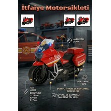 Craftivio Itfaiye Kurtarma Motorsikleti Sürtünmeli Hareketli Gidonlu Oyuncak Motor