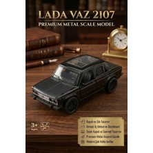 Craftivio Metal Oyuncak Araba Lada Vaz 2107 Açılabilir Kapı ve Kaput Detaylı Klasik Maket Araba 12.5 cm Siyah