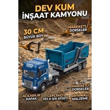 Craftivio 30 cm Metal Kafa Sesli Işıklı Inşaat Kamyonu Oyuncak Tır - Hareketli Damperli Hafriyat Aracı