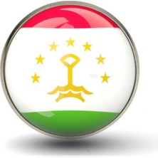 Tamgacrafts Tacikistan (Tajikistan) Bayrak Rozeti Paslanmaz Çelik Yuvarlak Yaka Pin