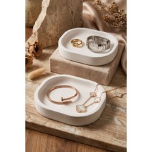 Özgürce Beyaz Renk Takı ve Makyaj Düzenleyici, Dekoratif Tabak, Şık Tasarım