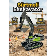 Craftivio Sürtmeli Oyuncak Ekskavatör - 28 cm Metal Kepçeli Iş Makinesi