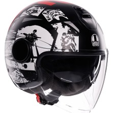 Agv Eteres History Matt Black White Red Açık Kask