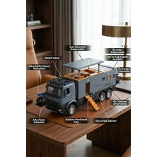 Craftivio Metal Çek Bırak Karavan Kamyon - Sesli Işıklı, Açılabilir Tavanlı ve Motosikletli Kamp Aracı (23CM)