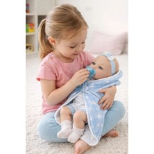Craftivio Dilayda Baby 35 cm Tam Vinil Oyuncak Et Bebek - Pembe Battaniyeli ve Emzikli Yenidoğan Seti