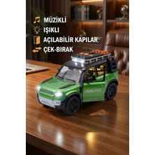 Craftivio Sesli Işıklı Çek Bırak Oyuncak Araba Defender Model Jip - Kapıları Açılan Lüks Arazi Aracı (17 Cm)