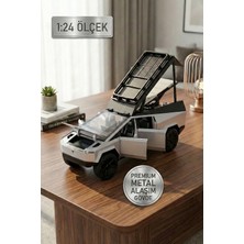 Craftivio 1:24 Metal Cybertruck Kamp Karavan Modelli Çek Bırak Oyuncak Araba - Sesli Işıklı Diecast Model