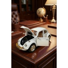 Craftivio Nostaljik Beetle Vosvos Oyuncak Araba - 17CM Büyük Boy - Sesli Işıklı ve Sürtmeli - Beyaz Araba