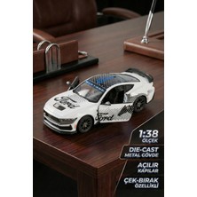 Craftivio Kinsmart 2024 Ford Mustang Dark Horse 1:38 Çek Bırak Metal Model Araba Beyaz - Özel Livery Seri