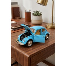 Craftivio Nostaljik Beetle Vosvos Oyuncak Araba - 17CM Büyük Boy - Sesli Işıklı ve Sürtmeli - Mavi Model Araba