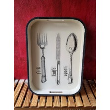 Özgürce Beyaz Ahşap Retro Dekoratif Tepsi, Şık ve Zarif Sunum Aracı