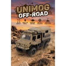 Craftivio Işıklı ve Sesli Unimog Tarzı Off-Road Karavan Jeep - 18 cm Sürtmeli Safari Kamp Aracı