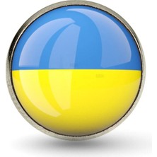Tamgacrafts Ukrayna (Ukraine) Bayrak Rozeti Paslanmaz Çelik Yuvarlak Yaka Pin