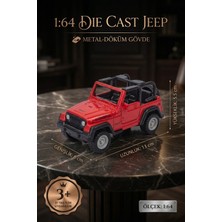 Craftivio 1:64 Ölçek Metal Döküm Kırmızı Jeep Oyuncak Araba - Off-Road Arazi Aracı Die-Cast Model