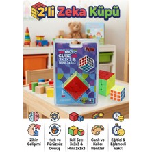 Craftivio 2'li Zeka Küpü Seti - Standart 3X3X3 & Mini 3X3X3 - Hızlı Dönen Etiketsiz Eğitici Akıl Oyuncağı