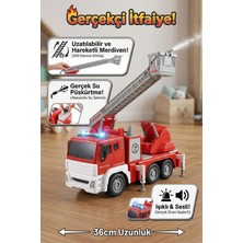 Craftivio Vardem Su Püskürtmeli Itfaiye Kamyonu - Işıklı Sesli 36 cm Büyük Boy Sürtünmeli Itfaiye Aracı