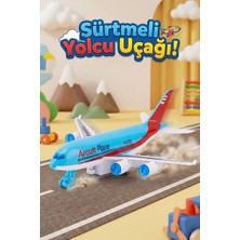 Craftivio Sürtmeli Oyuncak Yolcu Uçağı - 16 cm Model Uçak - Eğitici Çocuk Oyuncağı