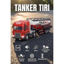 Craftivio 1:24 Ölçek Diecast Metal Kafa Işıklı ve Sesli Oyuncak Tanker Tırı - Ayrılabilir Dorseli Model Araba