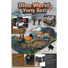 Craftivio Dino World Dino Hunter Slot Track Yarış Seti - 120X80 cm Dinozor Temalı Işıklı Araba Pisti